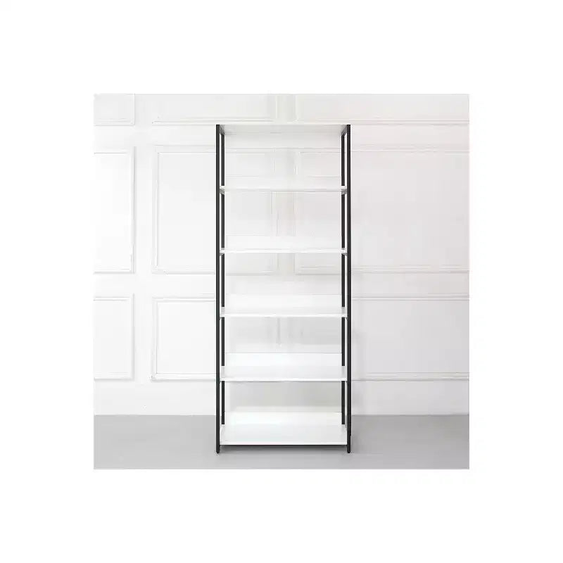 HomeStock 77.7 in.H x 31.5 in.W White Wood Composite Closet System for Universal Storage with Storage Bins