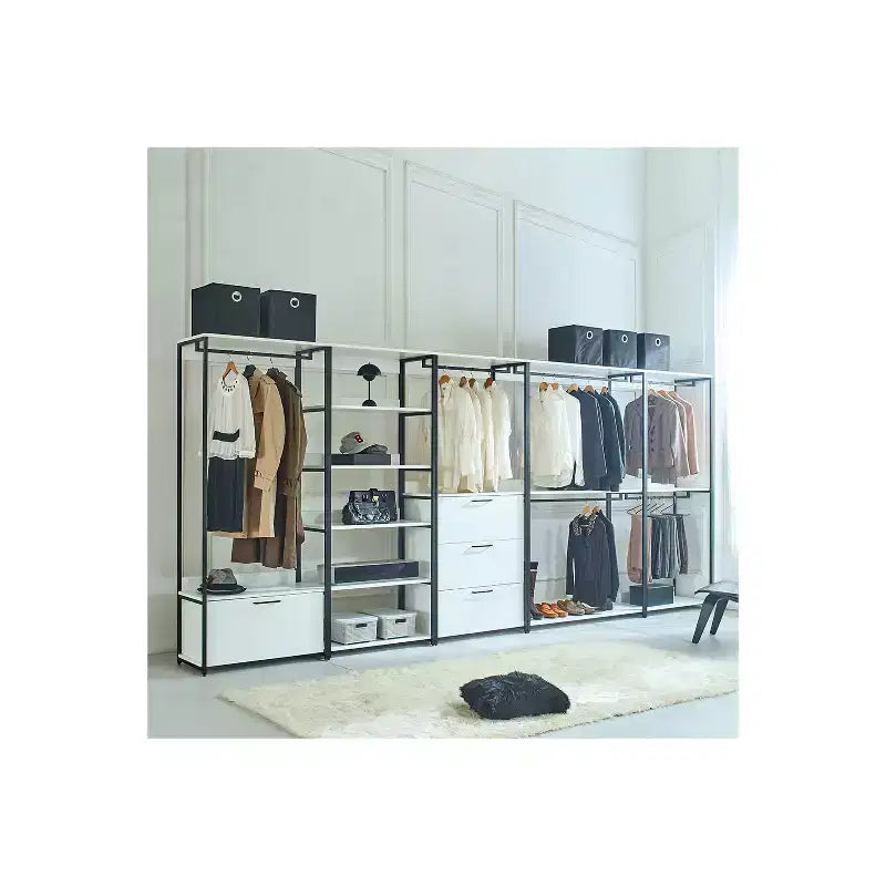77.7 in.H x 31.5 in.W White Wood Composite Closet System with Storage Bins