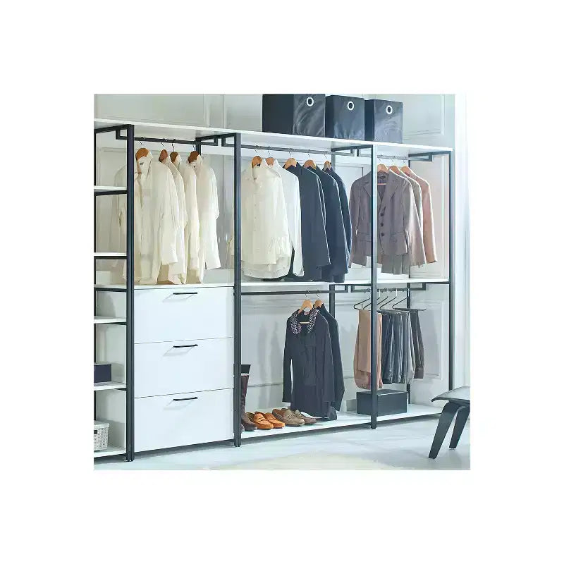 77.7 in.H x 31.5 in.W White Wood Composite Closet System with Storage Bins