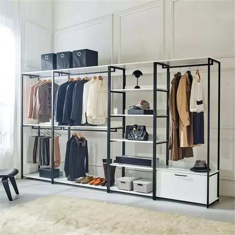 77.7 in.H x 31.5 in.W White Wood Composite Closet System with Storage Bins