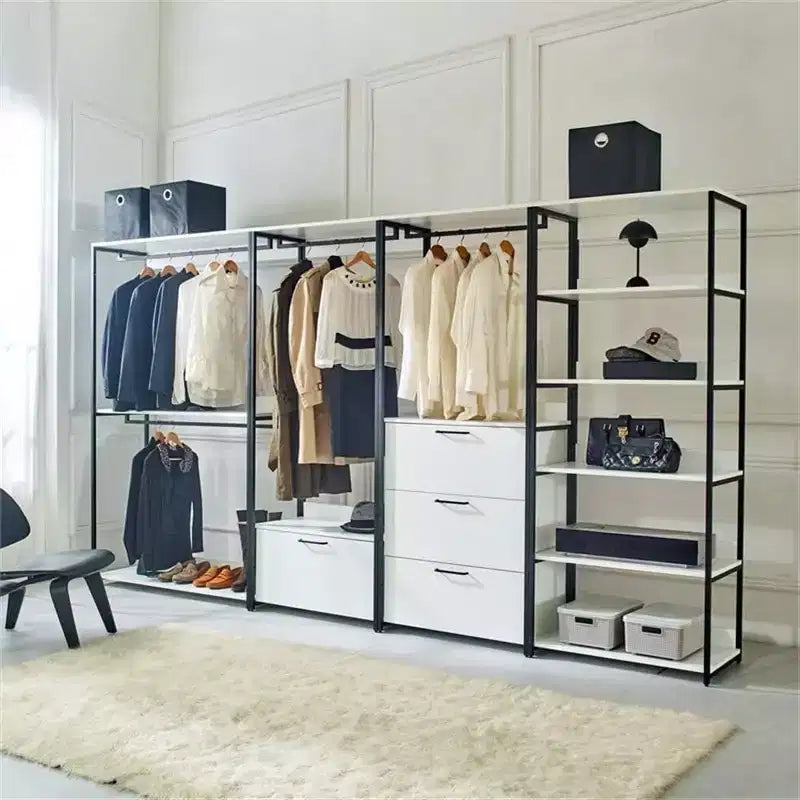 77.7 in.H x 31.5 in.W White Wood Composite Closet System with Storage Bins