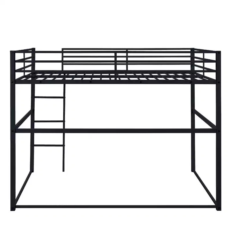 Metal Loft Bed with Safety Guard Rails & Flat Ladder