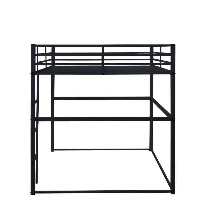 Metal Loft Bed with Safety Guard Rails & Flat Ladder