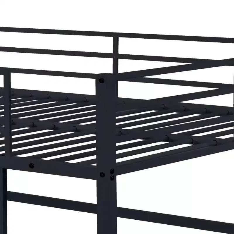 Metal Loft Bed with Safety Guard Rails & Flat Ladder
