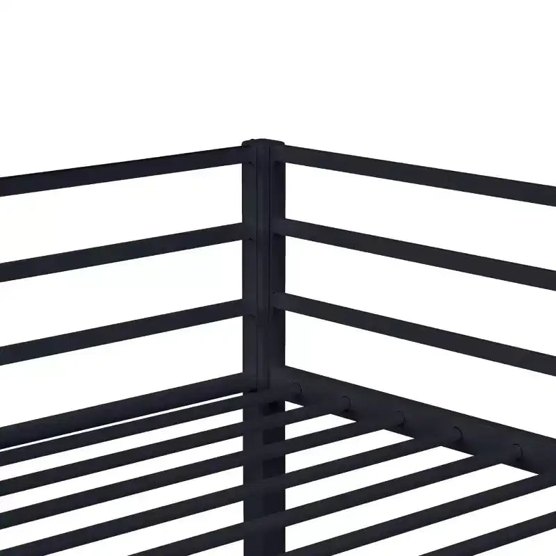 Metal Loft Bed with Safety Guard Rails & Flat Ladder