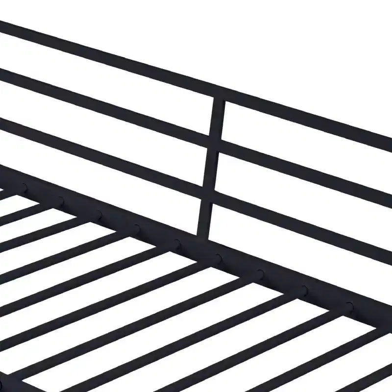 Metal Loft Bed with Safety Guard Rails & Flat Ladder