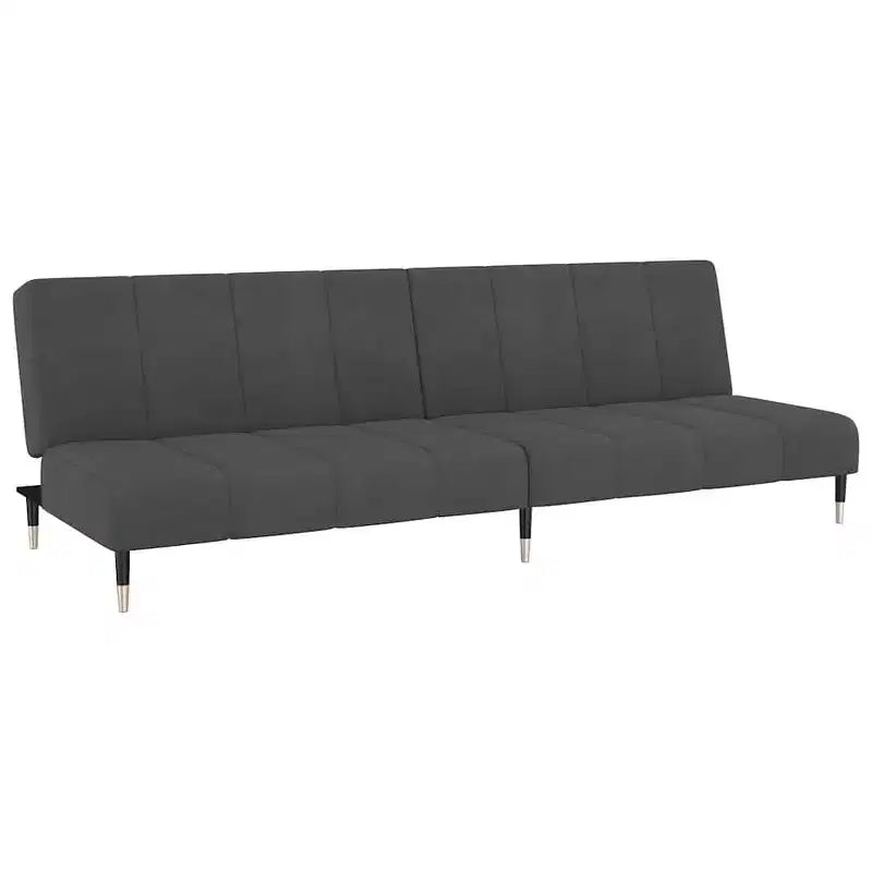 vidaXL Dark Gray Velvet 2-Seater Sofa Bed - Upholstered Loveseat Couch for Living Room/Basement/Dorm w/Wooden Frame