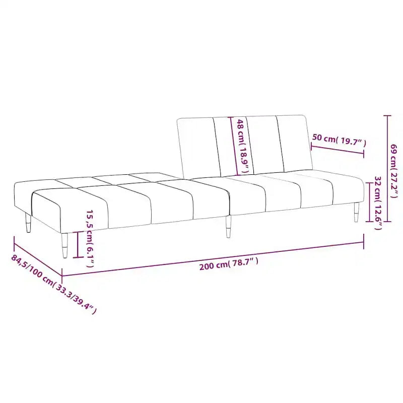 Dark Gray Velvet 2-Seater Sofa Bed - Upholstered Loveseat Couch for Living Room / Basement / Dorm