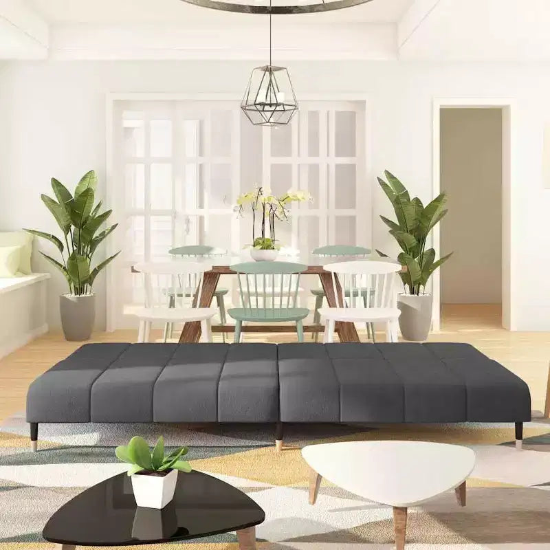 Dark Gray Velvet 2-Seater Sofa Bed - Upholstered Loveseat Couch for Living Room / Basement / Dorm