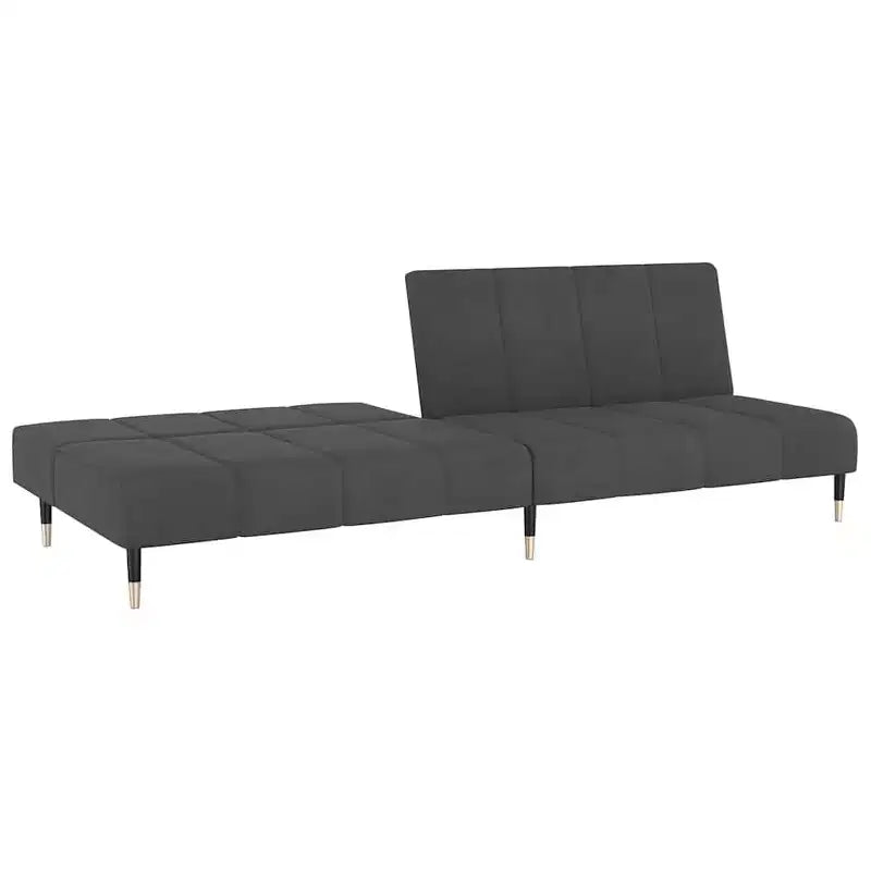 Dark Gray Velvet 2-Seater Sofa Bed - Upholstered Loveseat Couch for Living Room / Basement / Dorm