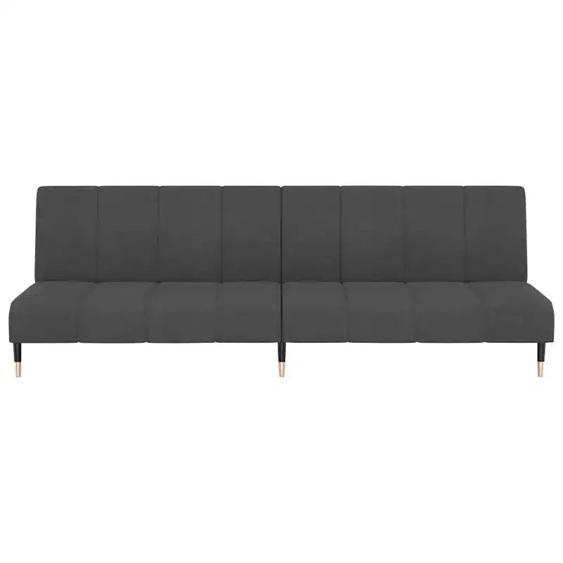 Dark Gray Velvet 2-Seater Sofa Bed - Upholstered Loveseat Couch for Living Room / Basement / Dorm