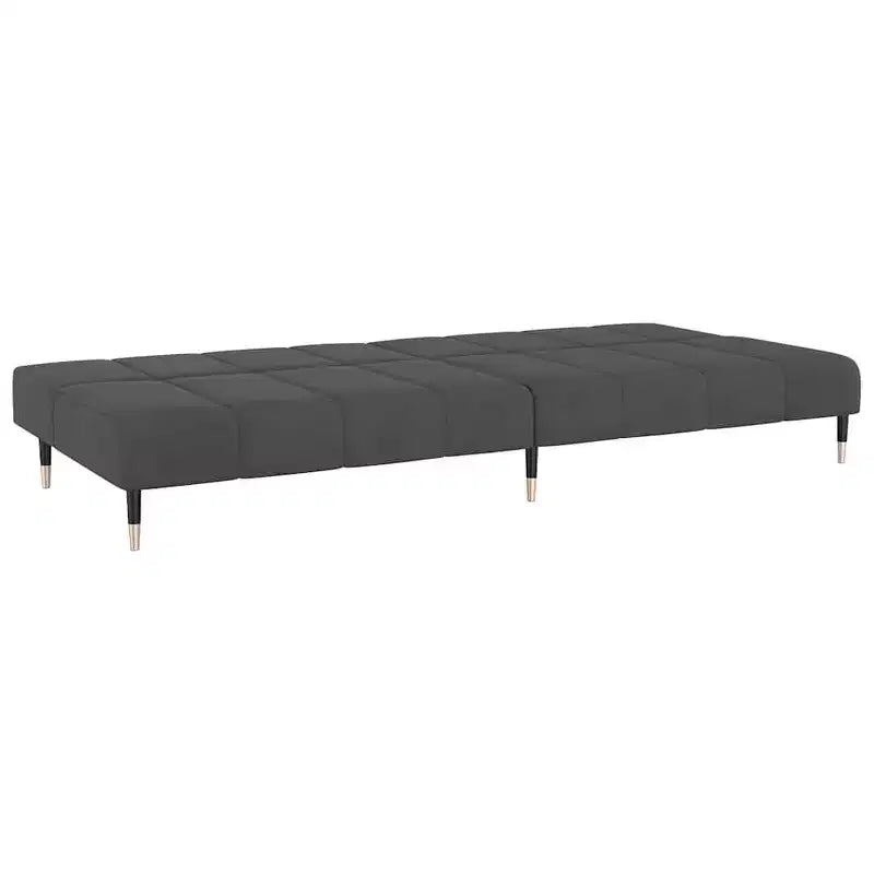 Dark Gray Velvet 2-Seater Sofa Bed - Upholstered Loveseat Couch for Living Room / Basement / Dorm