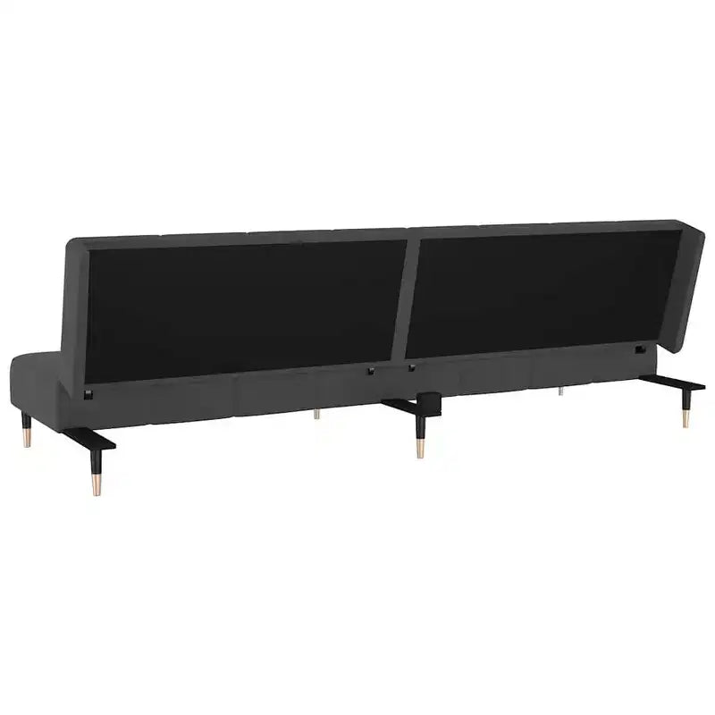 Dark Gray Velvet 2-Seater Sofa Bed - Upholstered Loveseat Couch for Living Room / Basement / Dorm
