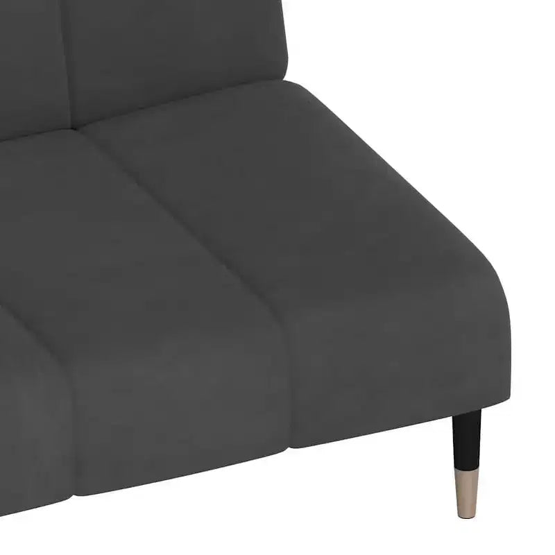 Dark Gray Velvet 2-Seater Sofa Bed - Upholstered Loveseat Couch for Living Room / Basement / Dorm