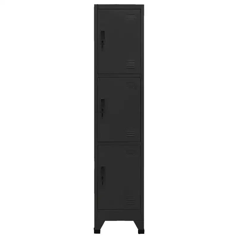 vidaXL Locker Cabinet Black Steel Locker Cabinet Rectangular Modern
