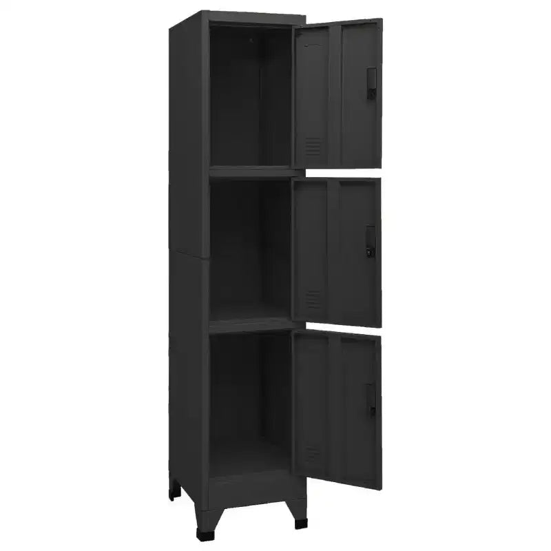 Black Steel Locker Cabinet Rectangular Modern