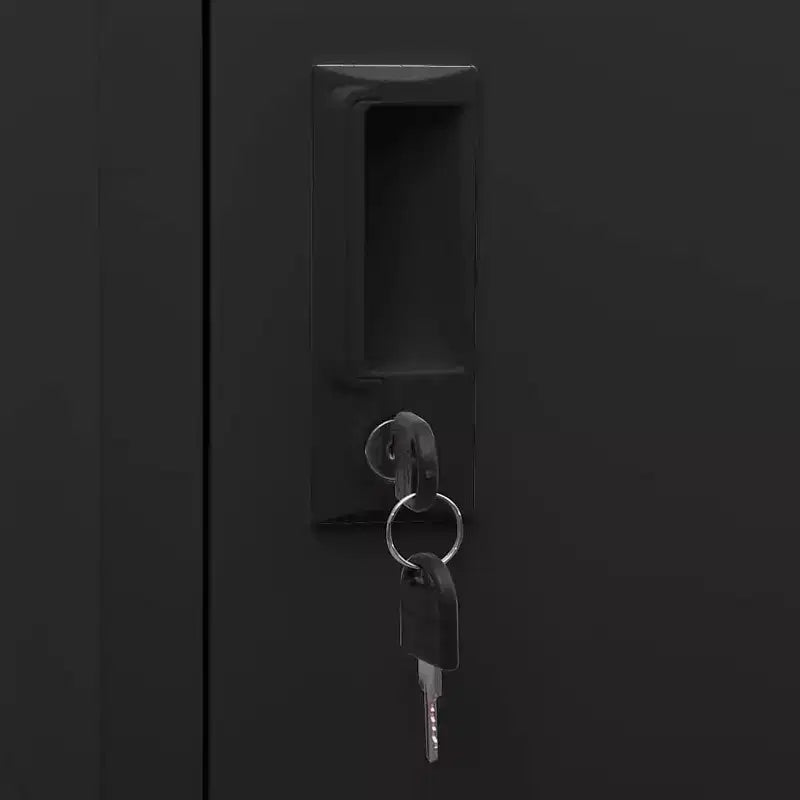 Black Steel Locker Cabinet Rectangular Modern