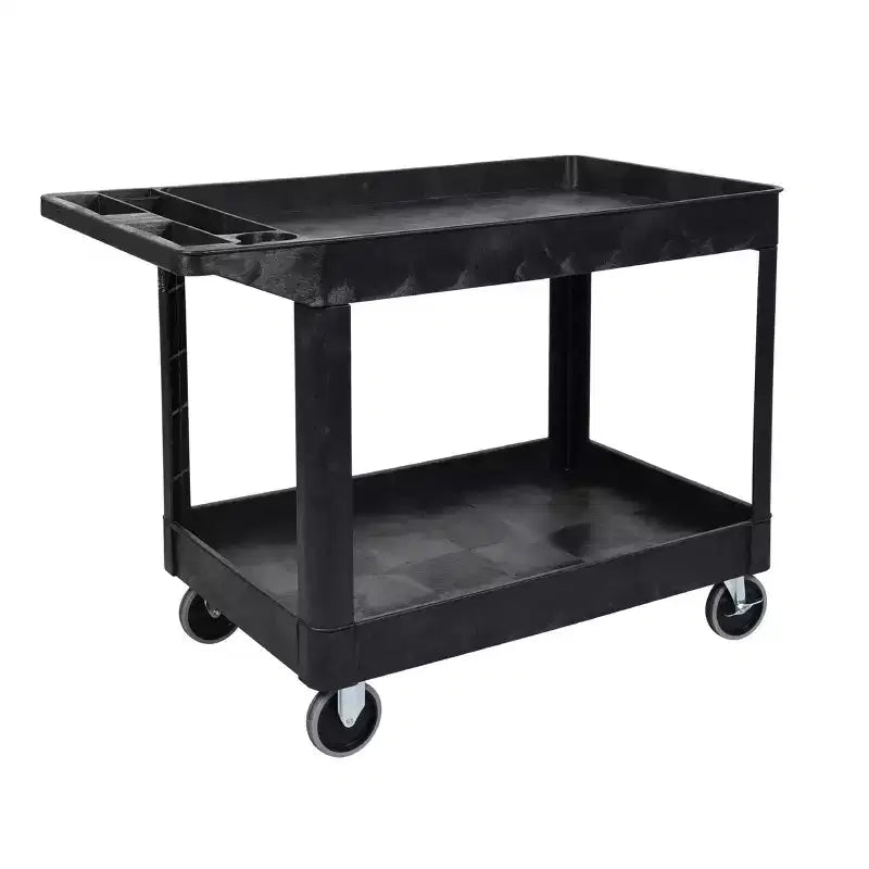 Stand Steady Tubstr Extra Large Two Shelf Utility Service Cart - Heavy-Duty Rolling Cart for Warehouse, School, & Office (Black, 45.5 x 24.5)