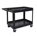 Stand Steady Tubstr Extra Large Two Shelf Utility Service Cart - Heavy-Duty Rolling Cart for Warehouse, School, & Office (Black, 45.5 x 24.5)