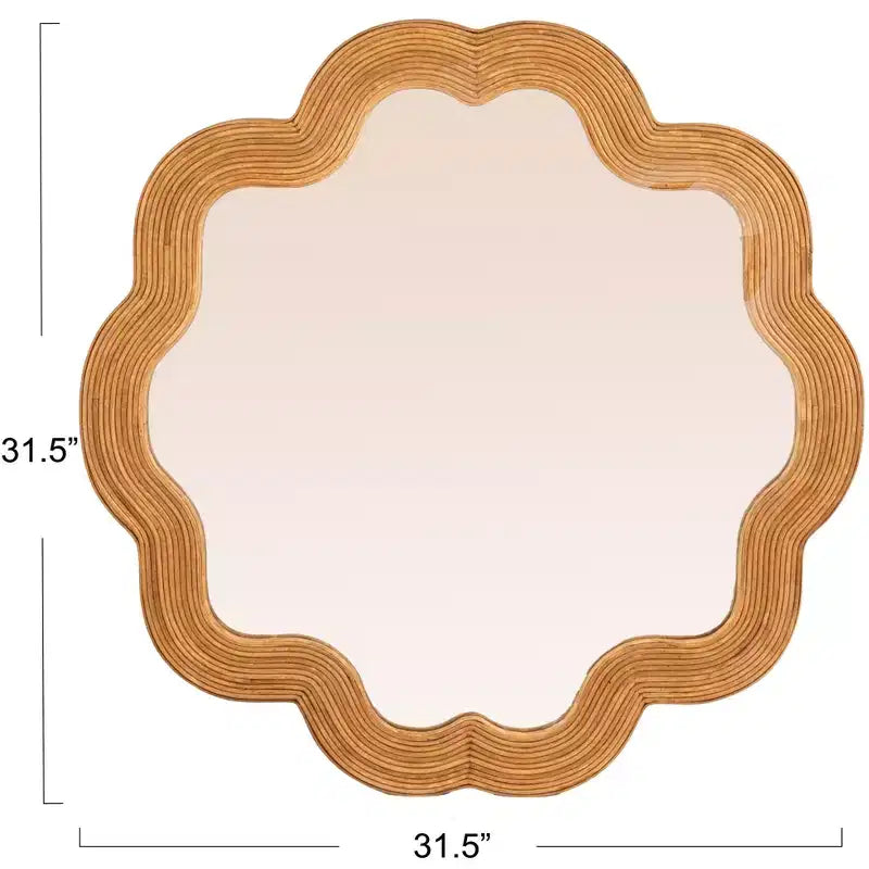 Scalloped Rattan Framed Wall Mirror