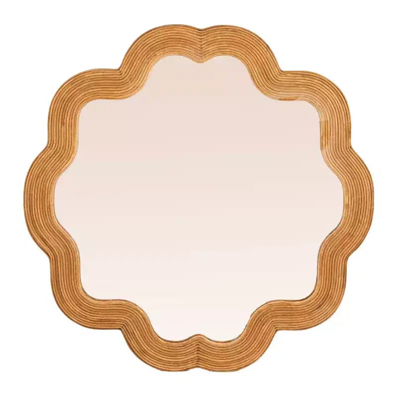 Scalloped Rattan Framed Wall Mirror