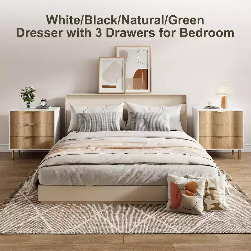 3-Drawer Dresser for Bedroom – Large Storage Chest of Drawers with Metal Handles & Anti-Tip Safety