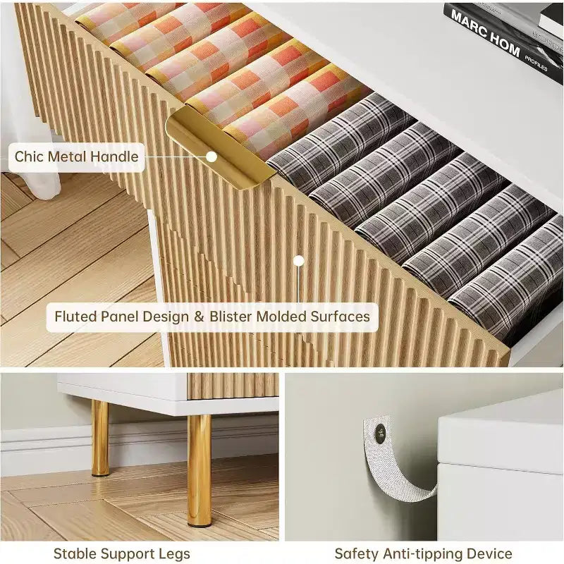 3-Drawer Dresser for Bedroom – Large Storage Chest of Drawers with Metal Handles & Anti-Tip Safety