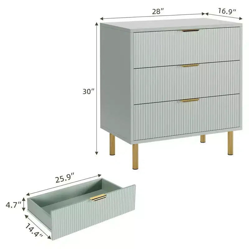 3-Drawer Dresser for Bedroom – Large Storage Chest of Drawers with Metal Handles & Anti-Tip Safety