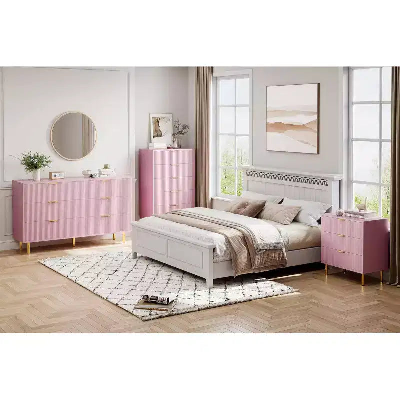 3-Drawer Dresser for Bedroom – Large Storage Chest of Drawers with Metal Handles & Anti-Tip Safety