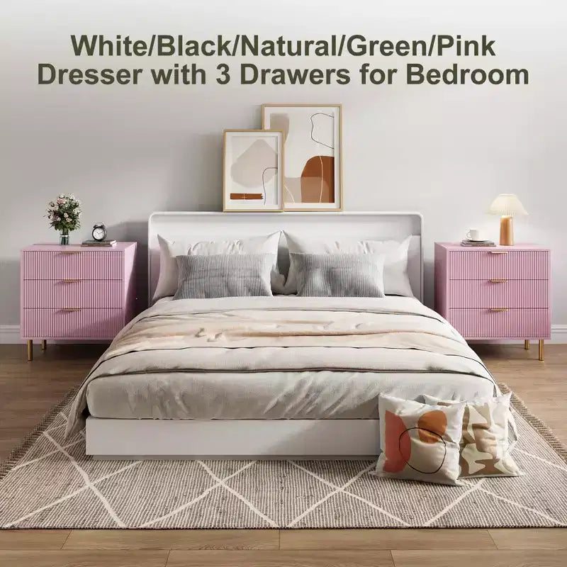 3-Drawer Dresser for Bedroom – Large Storage Chest of Drawers with Metal Handles & Anti-Tip Safety