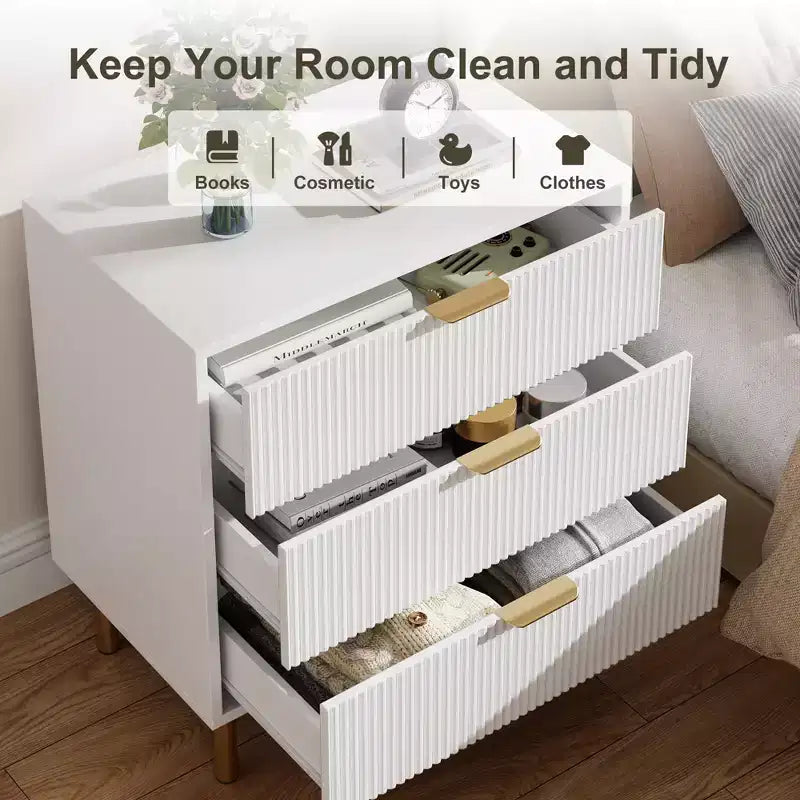 3-Drawer Dresser for Bedroom – Large Storage Chest of Drawers with Metal Handles & Anti-Tip Safety