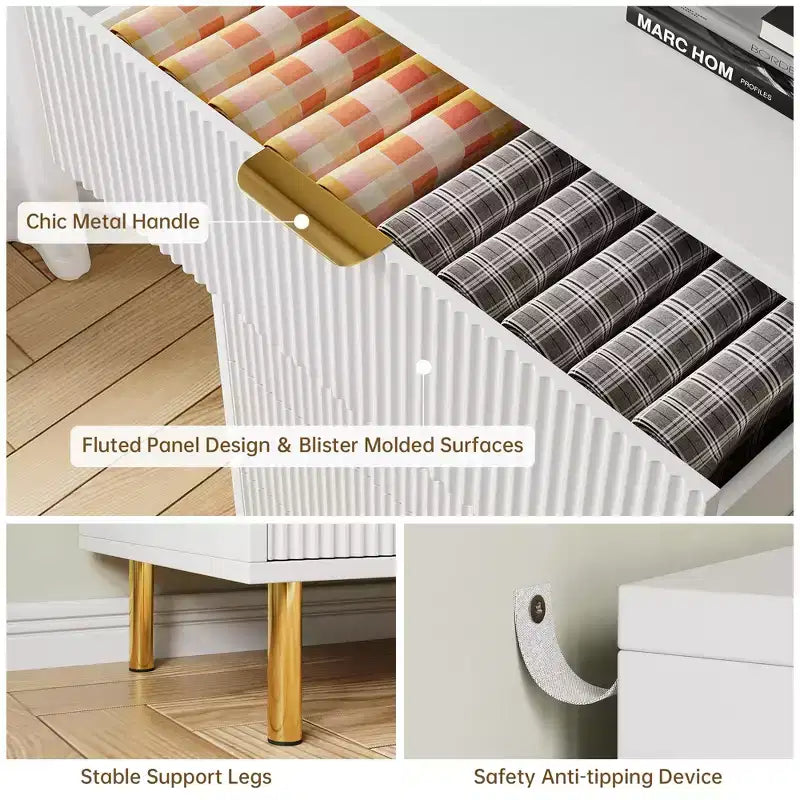 3-Drawer Dresser for Bedroom – Large Storage Chest of Drawers with Metal Handles & Anti-Tip Safety