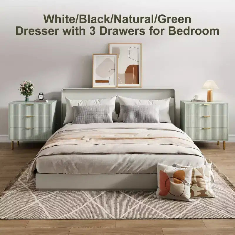 3-Drawer Dresser for Bedroom – Large Storage Chest of Drawers with Metal Handles & Anti-Tip Safety