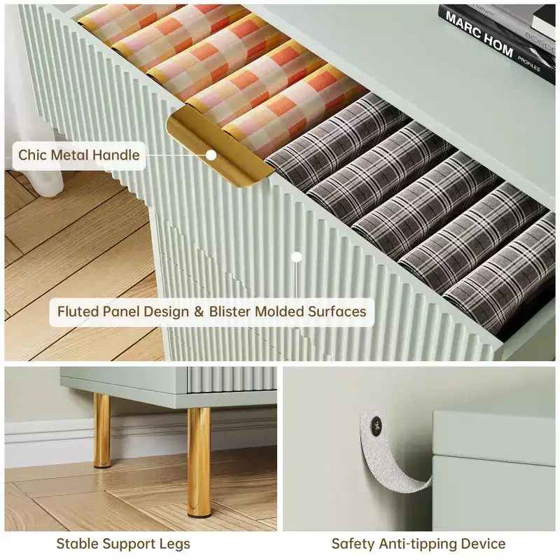 3-Drawer Dresser for Bedroom – Large Storage Chest of Drawers with Metal Handles & Anti-Tip Safety