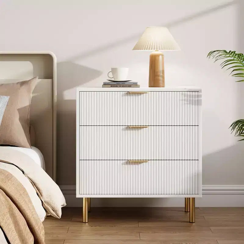 3-Drawer Dresser for Bedroom – Large Storage Chest of Drawers with Metal Handles & Anti-Tip Safety