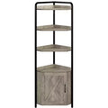 Acekool 70.9 Tall Corner Cabinet, Triangle Bookshelf with Adjustable Shelves, Hidden Storage and Plant Stand for Bedroom, Living Room, Office