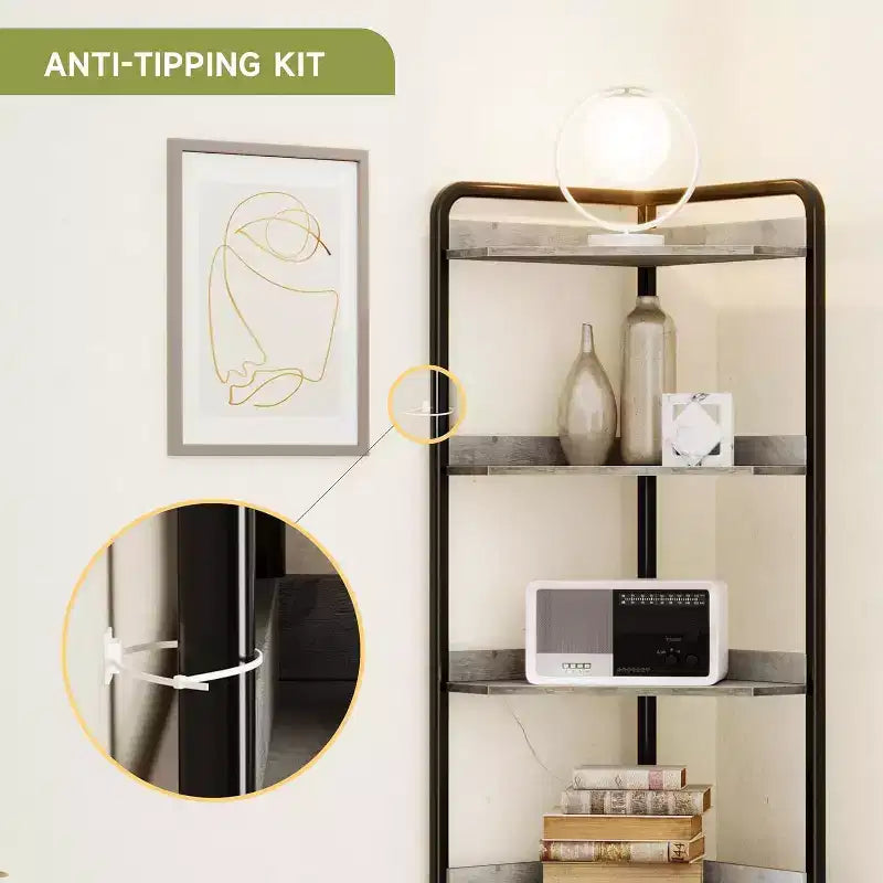 70.9" Tall Corner Cabinet, Triangle Bookshelf with Adjustable Shelves, Hidden Storage and Plant Stand