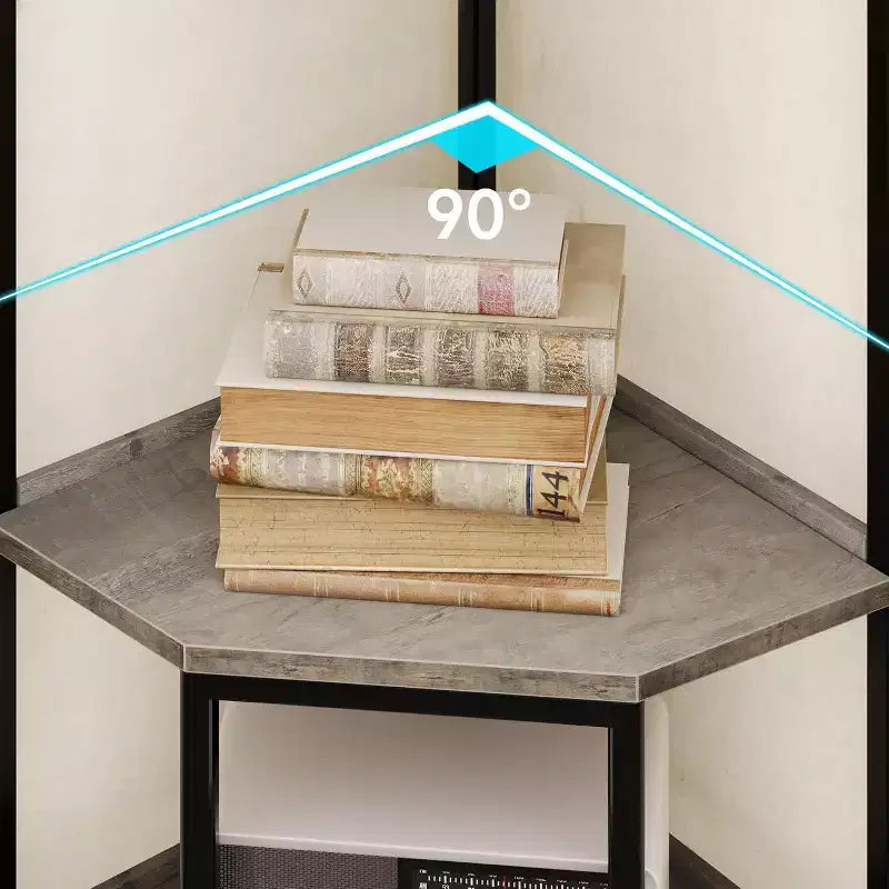 70.9" Tall Corner Cabinet, Triangle Bookshelf with Adjustable Shelves, Hidden Storage and Plant Stand