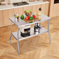 Folding Commercial Prep Table, 48 x 30 Inch Worktable Workstation with Undershelf, Heavy-Duty Stainless Steel Folding Table, Silver