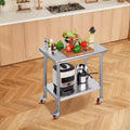 Stainless Steel Work Table 35 x 24 x 33 Inch, 700 LBS Load Capacity with 4 Wheels, 3 Adjustable Height Levels, Silver