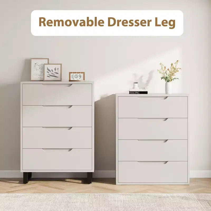 41.5" 4-Drawer Vertical Dresser - Freestanding Wood Storage Cabinet