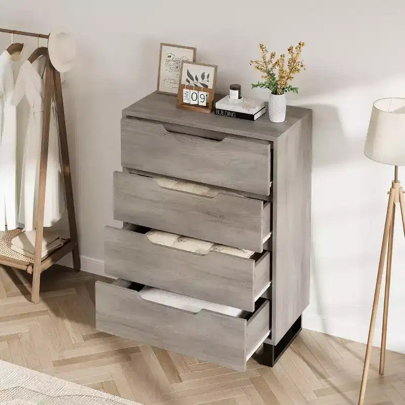 41.5" 4-Drawer Vertical Dresser - Freestanding Wood Storage Cabinet