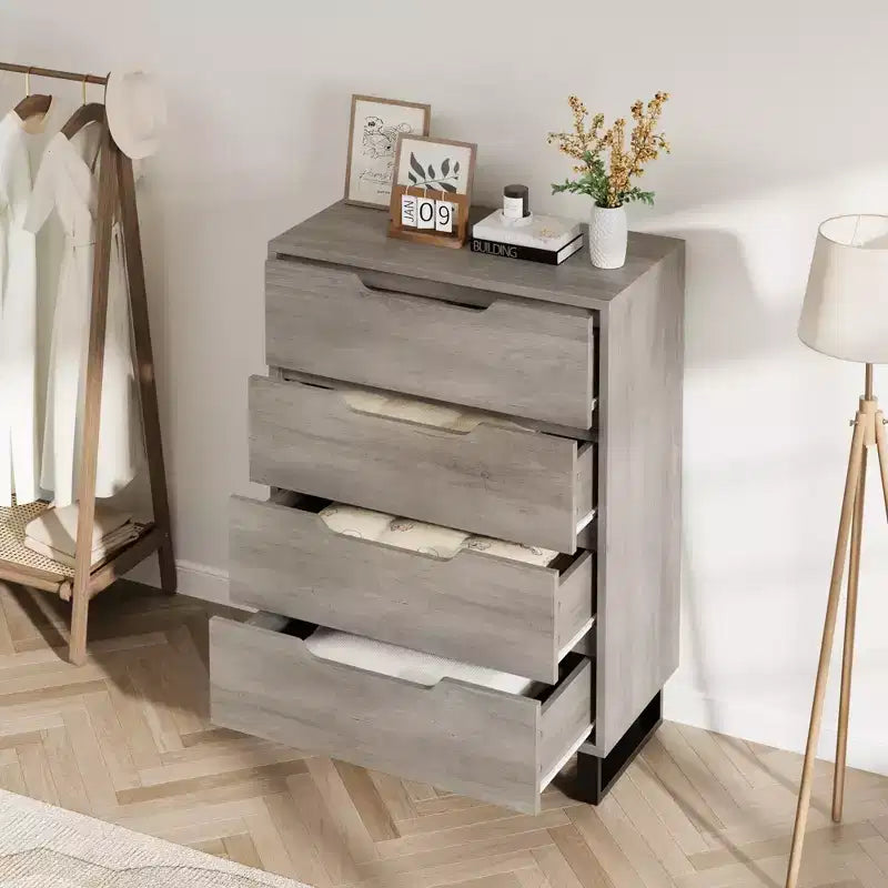 41.5" 4-Drawer Vertical Dresser - Freestanding Wood Storage Cabinet