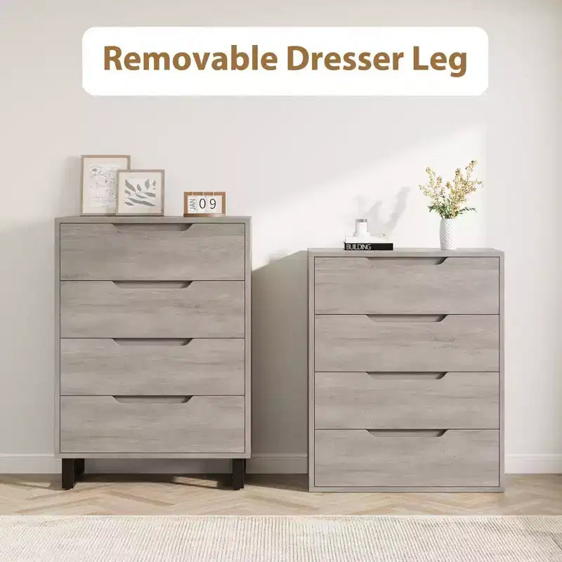 41.5" 4-Drawer Vertical Dresser - Freestanding Wood Storage Cabinet