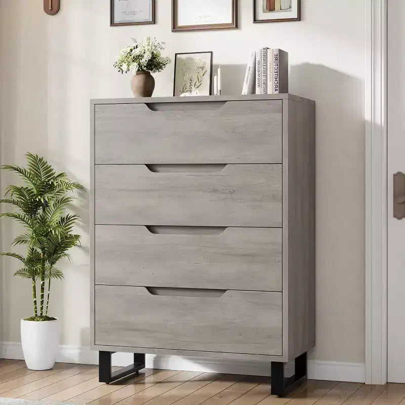 41.5 4-Drawer Vertical Dresser - Freestanding Wood Storage Cabinet for Bedroom or Living Room