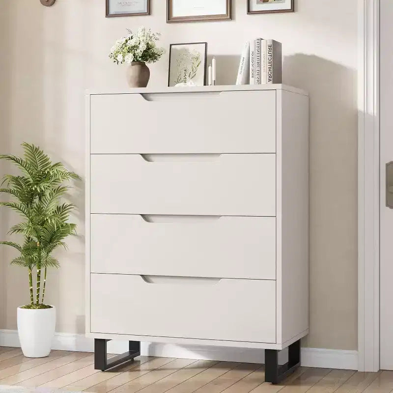 41.5" 4-Drawer Vertical Dresser - Freestanding Wood Storage Cabinet