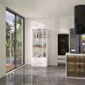 Famapy Modern Glass/Whiskey Wine Rocks,Display Cabinet,Liquor Display Shelf,LED-Lit,Tall Floor-Standing for Home Bar & Living Room