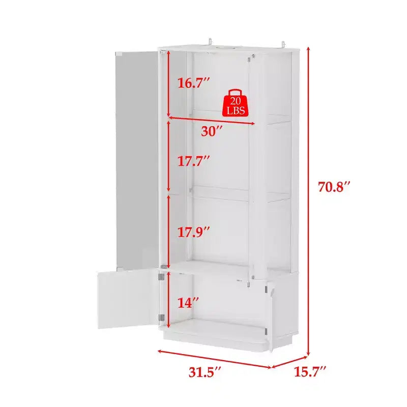 Modern Glass Wine & Liquor Display Cabinet with LED Lighting, Tall Floor-Standing for Home Bar & Living Room