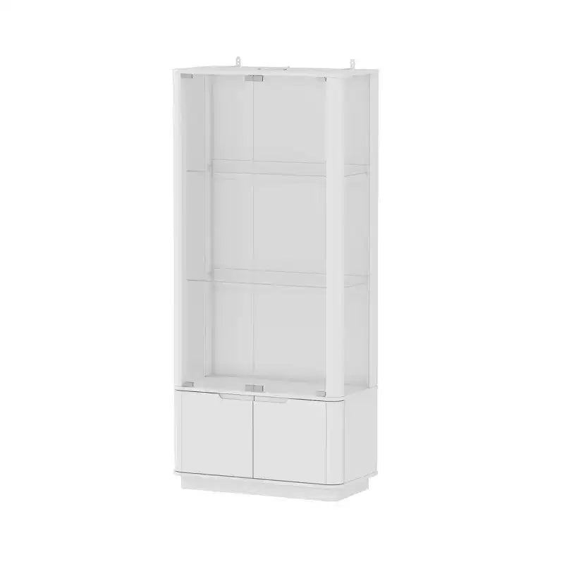 Modern Glass Wine & Liquor Display Cabinet with LED Lighting, Tall Floor-Standing for Home Bar & Living Room