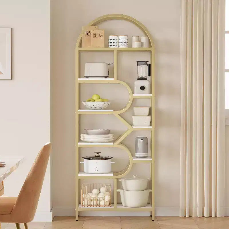 6-Tier Arched Bookcase - Geometric Bookshelf for Home & Office